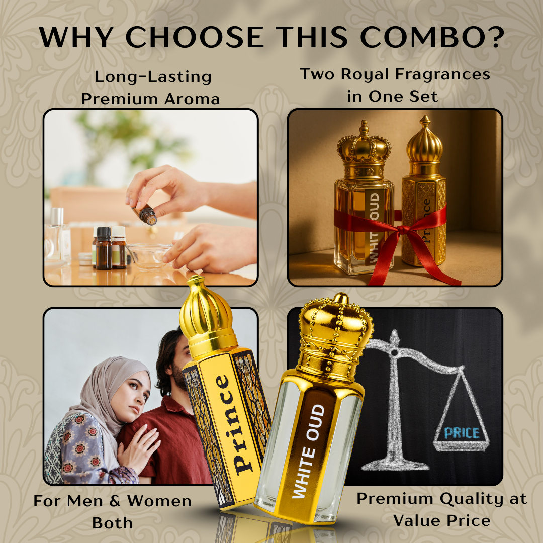 AL ABRAJ Combo Pack – White Oud 18ML + Prince Oud 18ML (Pack of 2)
